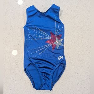 PATRIOTIC GK ELITE Gymnastics Dance Leotard Medium Red Blue USA OLYMPIC Sequins